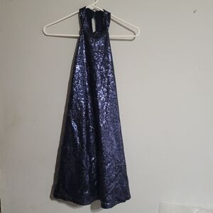 Sparkling Blue Sequin‎ Halter Dress Medium